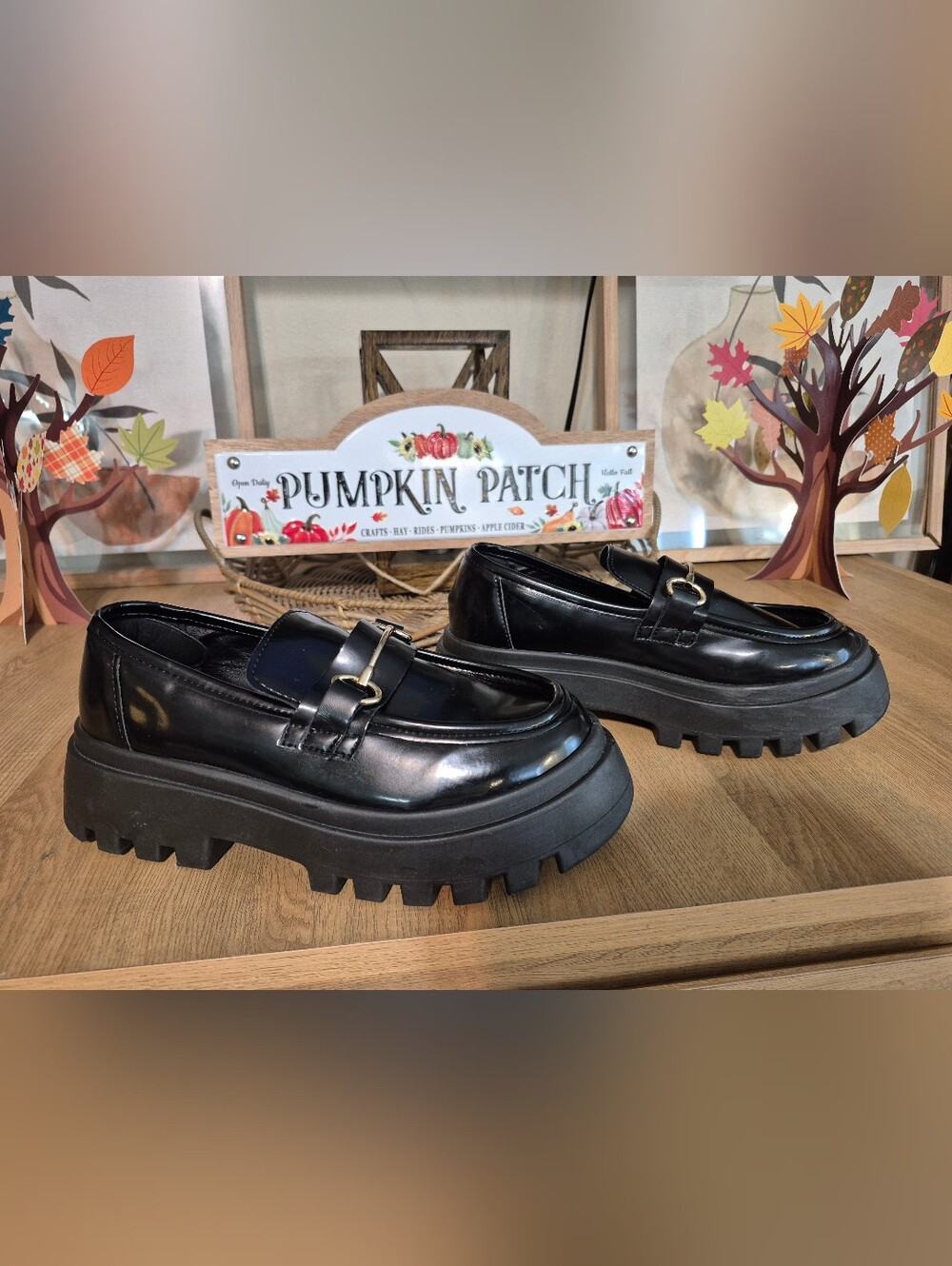 ASOS Black Chunky Loafers with Gold Horsebit